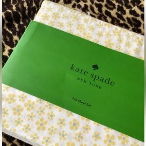 Kate Spade Full 4pc Sheet Set Flowers White W/Yellow Flowers 100% Cotton